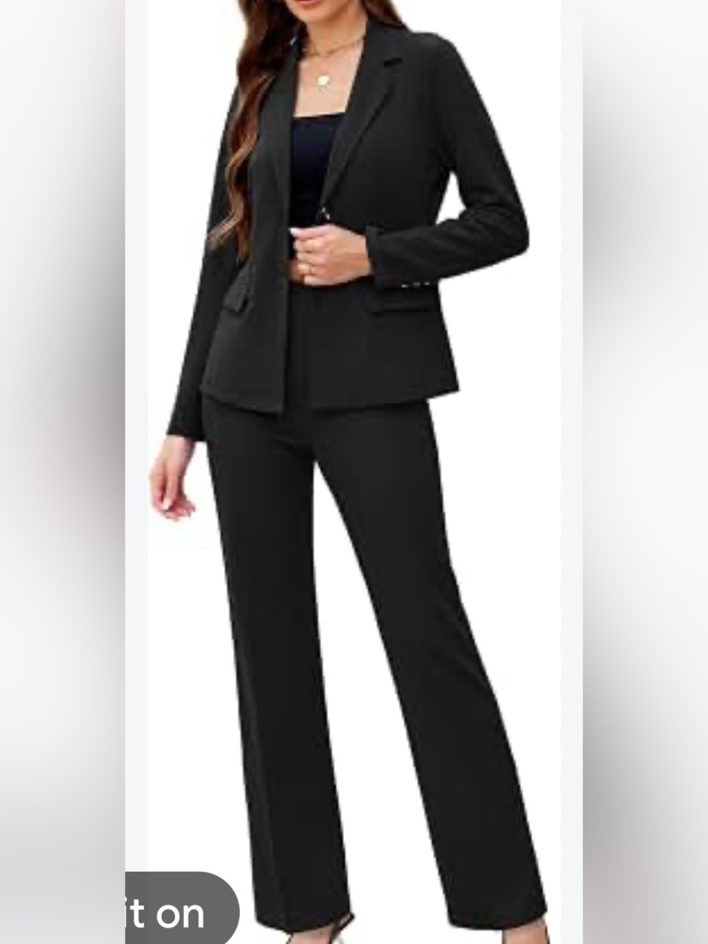 Calvin Klein Luxe Stretch Classic Black Professional Pantsuit, 4